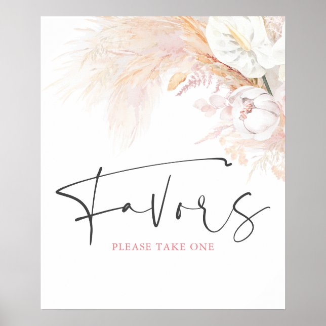 Poster Letreiro de favores florais de grama das Pampas (Frente)