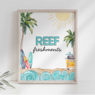 Poster Letreiro de Festa de Bebidas Reef Freshments