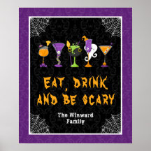 Letreiro de festa de Cocktails de Halloween em Dam