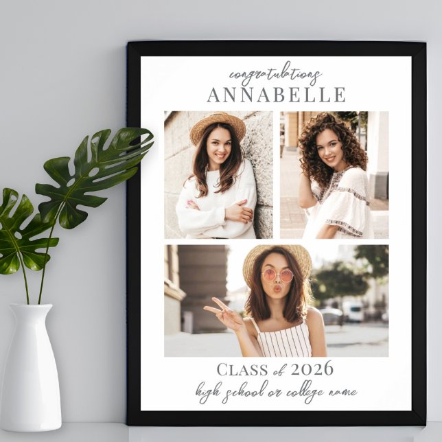 Poster Letreiro de Festa de Formatura com Colagem de Foto (Photo Collage Graduation Party Sign)