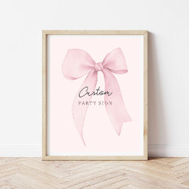 Poster Letreiro de festa personalizado com laço coquete r