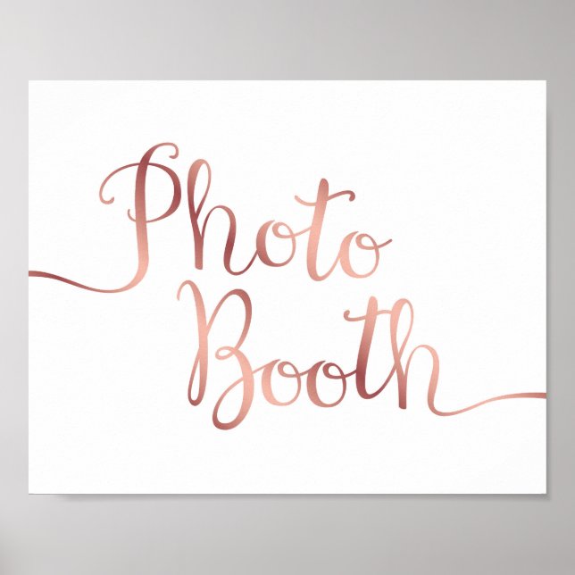 Poster Letreiro de Foto Booth em Rose Dourado Chic (Frente)