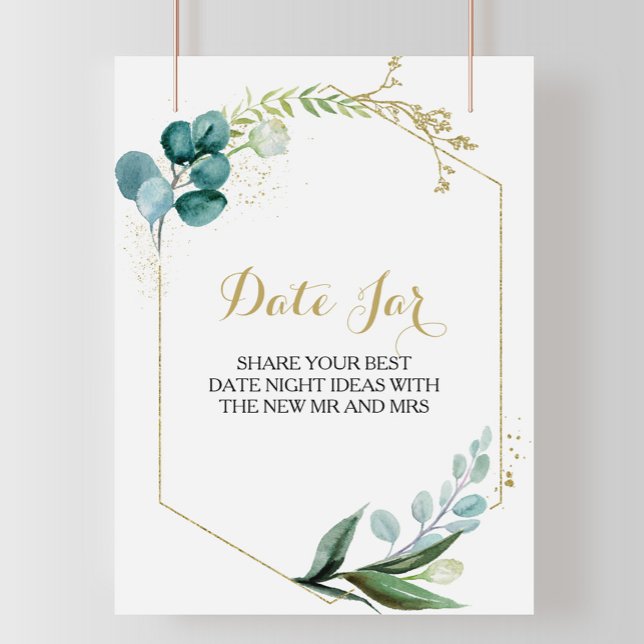 Poster Letreiro de Jarra de Data em Eucalipto Verde e Dou (Criador carregado)