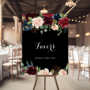 Poster Letreiro de Lembranças de Casamento Botânico Preto