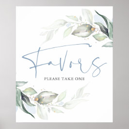 Poster Letreiro de Lembranças em Azul Desbotado, Folhas V