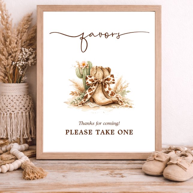 Poster Letreiro de Lembrancinhas de Bebê Western Chic (Criador carregado)