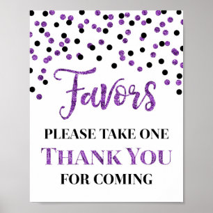 Poster Letreiro de Lembrancinhas de Confetes Preto Roxo p