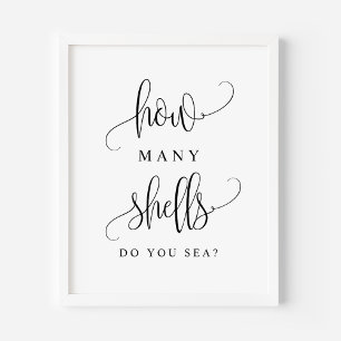 Poster Letreiro de Letra Preta Quantas Conchas Você Vê Jo