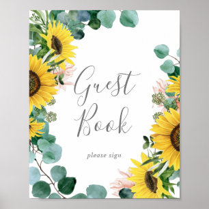 Poster Letreiro de Livro de Hóspedes de Girassol Eucalipt