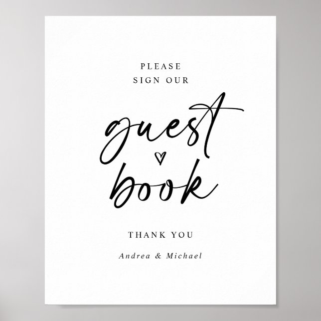 Poster Letreiro de Livro de Visitas de Casamento Moderno  (Frente)