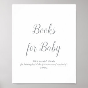 Poster Letreiro de Livros Prateados para Chá de Bebê
