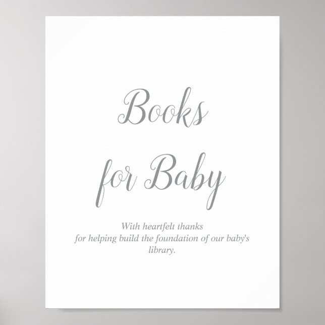 Poster Letreiro de Livros Prateados para Chá de Bebê (Frente)