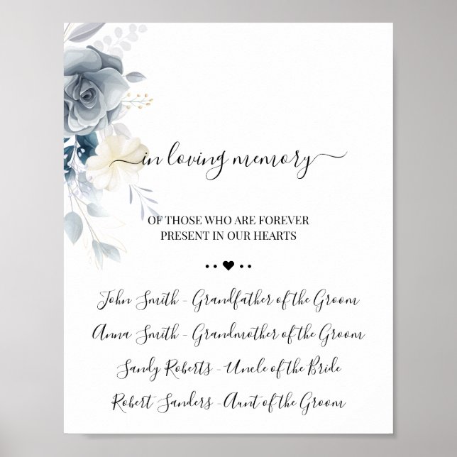 Poster Letreiro de Memória de Aquarela Em Memória Carinho (Frente)