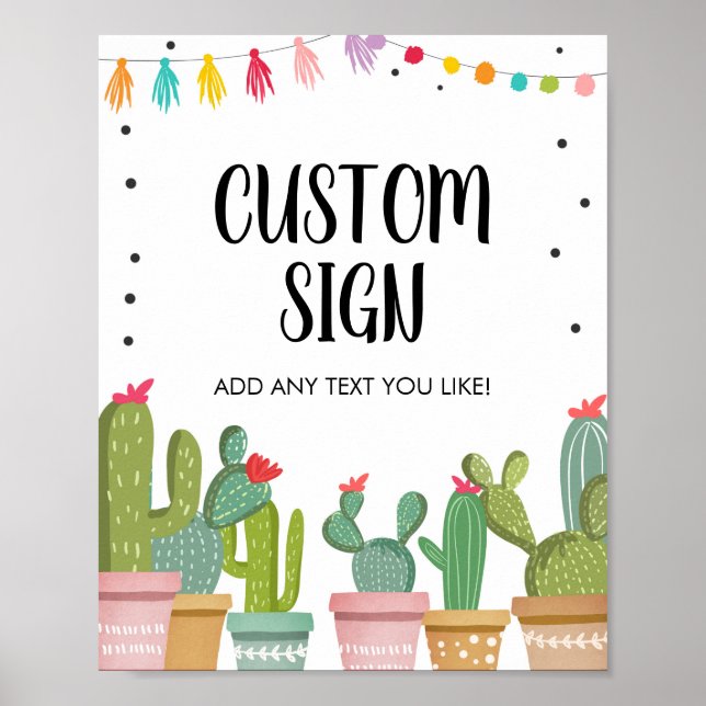 Poster Letreiro de Mesa de Cactus Suculento Personalizáve (Frente)