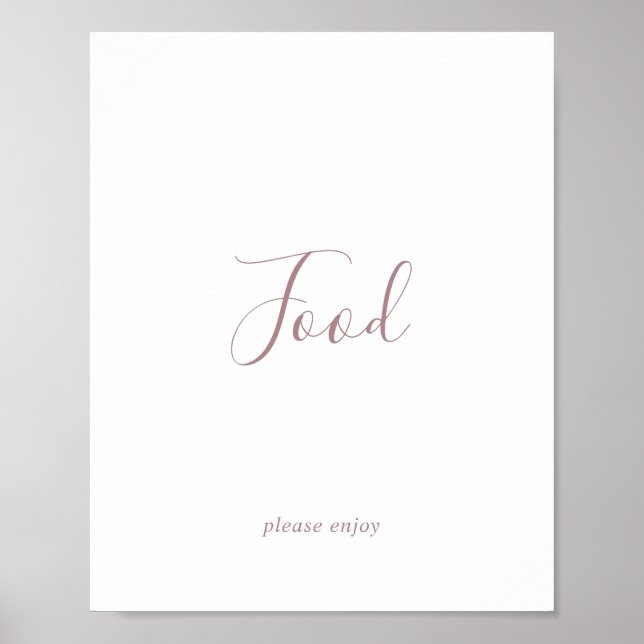Poster Letreiro de Mesa de Comida em Rosa Dourado Minimal (Frente)