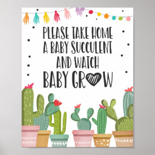 Poster Letreiro de Mesa para Chá de Bebê Cactus Fiesta Wa