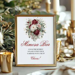 Poster Letreiro de Mimosa Bar Boho Vintage Rosa Choque Bo