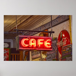 Poster Letreiro de Neon do Café, Jefferson, Texas