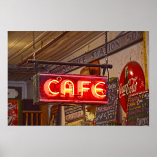 Poster Letreiro de Neon do Café, Jefferson, Texas