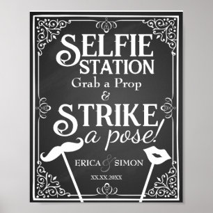 Pôster Letreiro de quadro-negro para cabine de selfies de