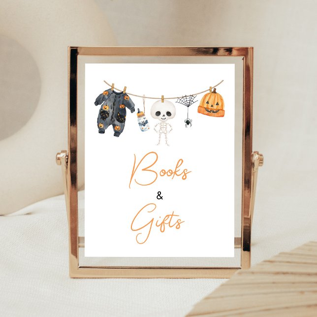 Poster Letreiro de Roupas e Presentes Little Boo Clothesl (Ghost Clothesline Baby Shower Books and Gifts Sign)