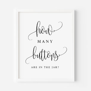 Poster Letreiro de Script Preto Quantos Botões Estão no P