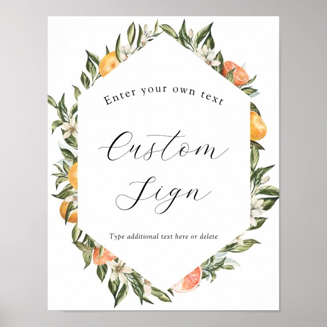 Poster Letreiro de texto personalizado com laranjas Cleme (Frente)