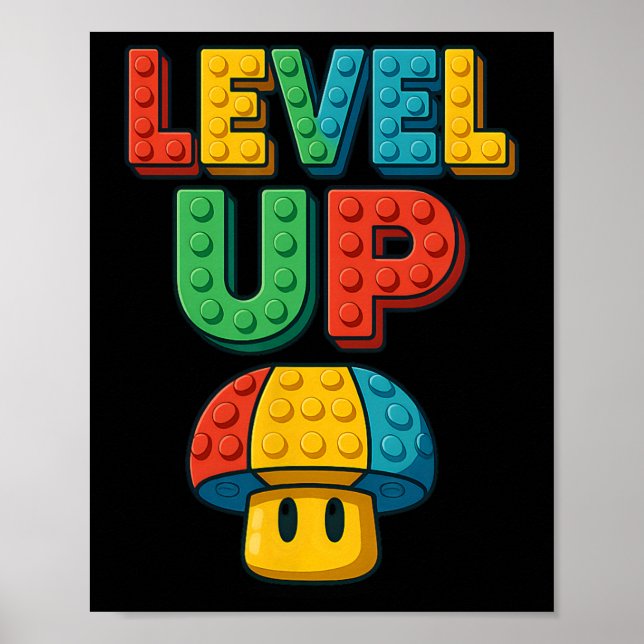 Poster Letreiro em Bloco de Nível Aumentado Poderoso Game (Frente)