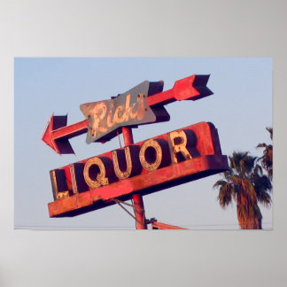 Poster Letreiro Neon Rústico Vintage Ricks Liquor