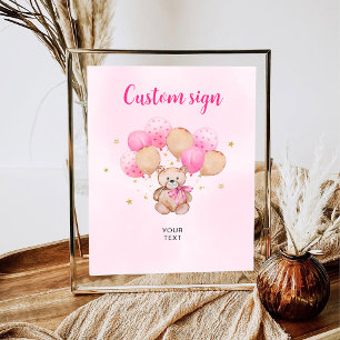 Poster Letreiro Personalizado de Urso de Pelúcia