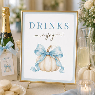 Poster Letrero de Bebidas para Chás de Bebê Pequena Abóbo