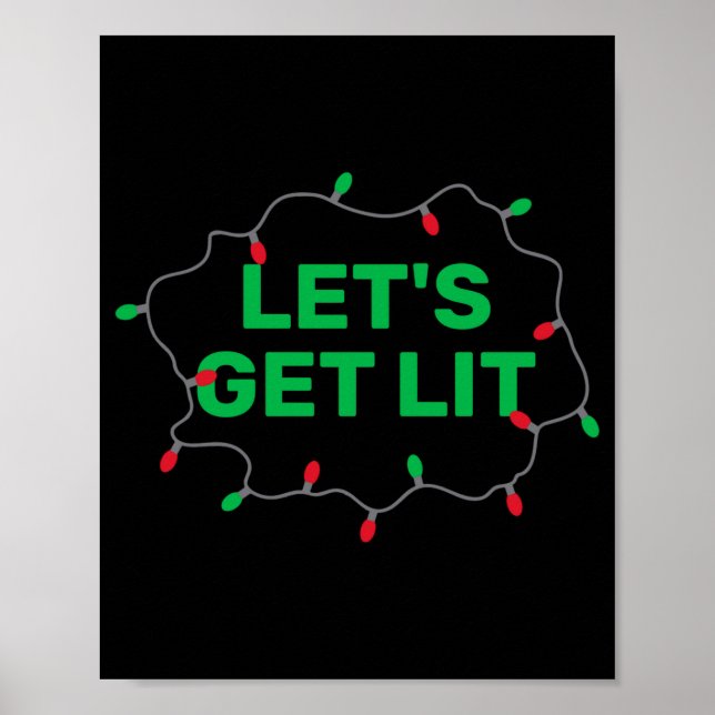 Poster Lets Get Lit Funny Christmas Quote  (Frente)