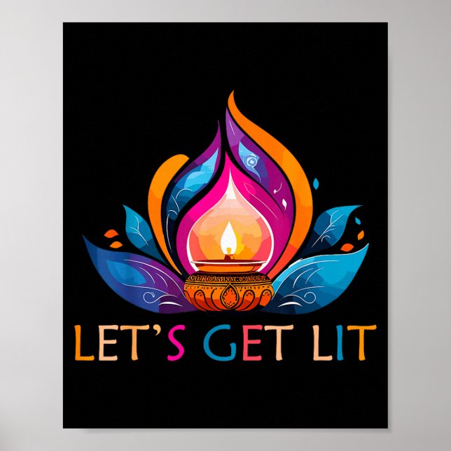 Poster Let's Get Lit Happy Diwali Festival Of Light  (Frente)