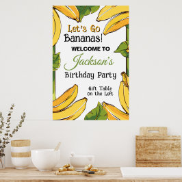 Poster Let's Go Bananas Any Age Birthday Party