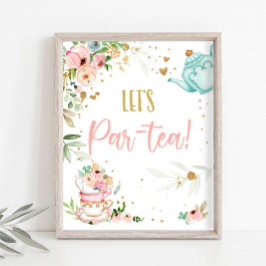 Poster Let's Par-Tea Tea Party Baby Brewing Baby Shower