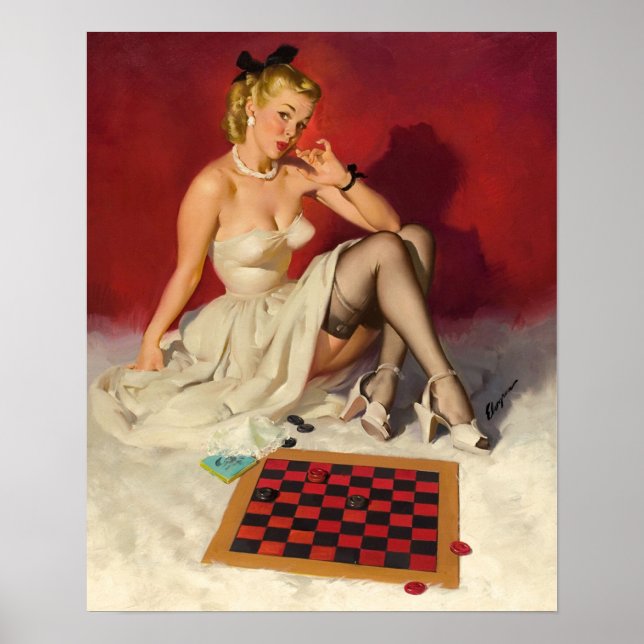 Pôster Lets Play a Game - Retro Pinup Girl (Frente)