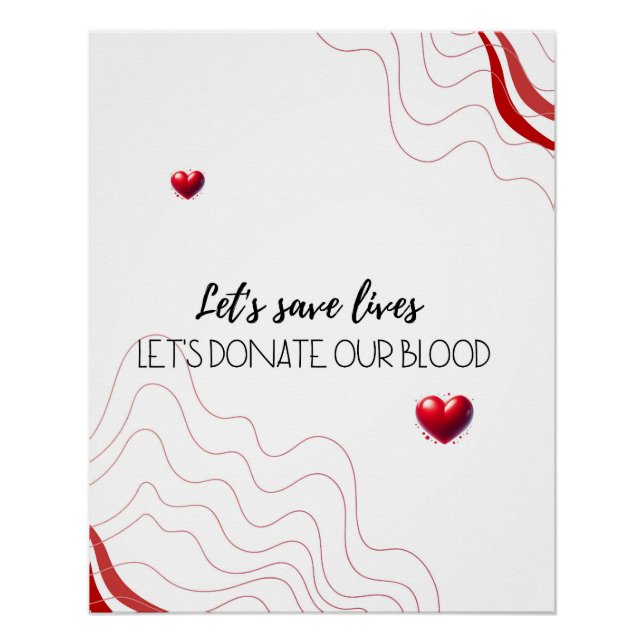 Pôster Let's Save Lives – Donate Blood Minimalist Graphic (Frente)