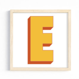 Poster Letter Art Poster, E Monogram, Bold Type Initial