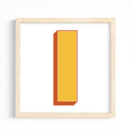 Poster Letter Art Poster, I Monogram, Bold Type Initial