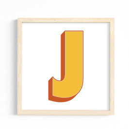 Poster Letter Art Poster, J Monogram, Bold Type Initial