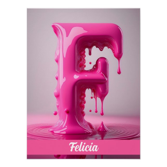 Pôster Letter F, Monogram F - Customizable Name Poster  (Frente)