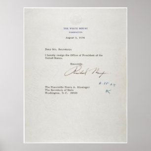 Poster Letter of Resignation of Richard M. Nixon 1974