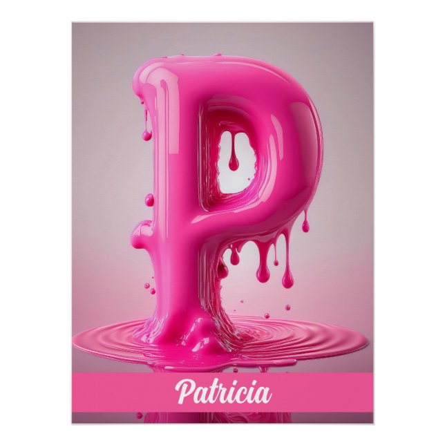Pôster Letter P, Monogram P  - Customizable Name Poster  (Frente)