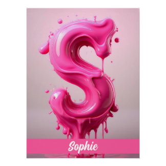 Pôster Letter S, Monogram S - Customizable Name Poster