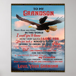 Poster Letter To My Grandson Gift,Love Baby Boy Gift Idea