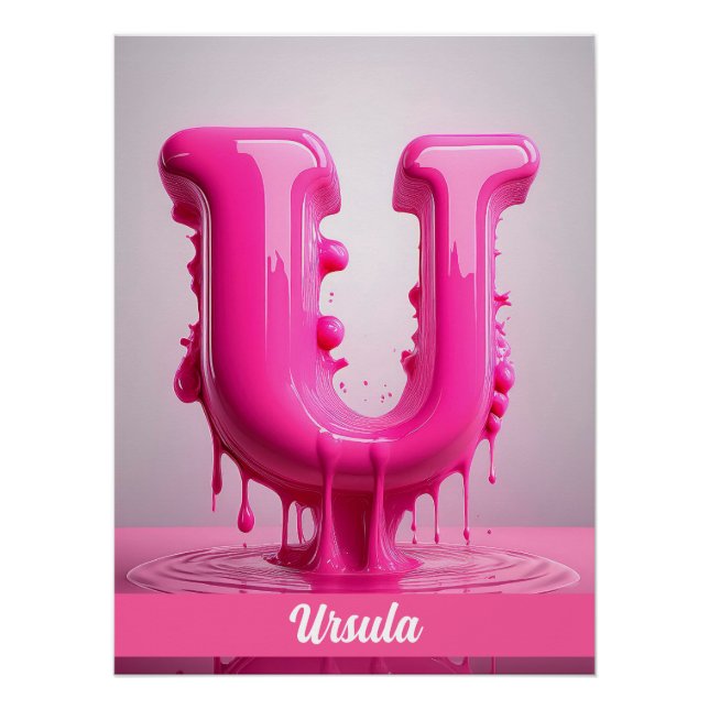 Pôster Letter U, Monogram U - Customizable Name Poster  (Frente)