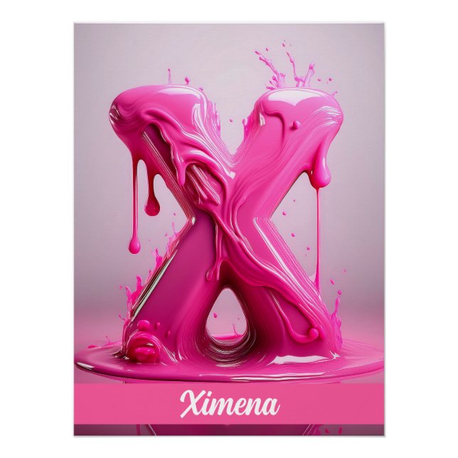 Pôster Letter X, Monogram X - Customizable Name Poster  (Frente)