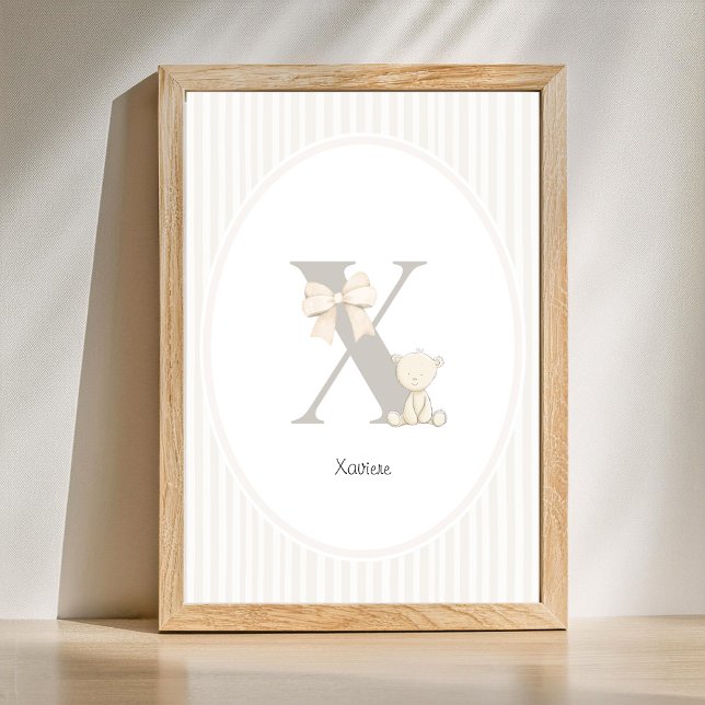 Poster Letter X Nursery Wall Art - Custom Baby Name Print (Letter X Nursery Wall Art - Custom Baby Name Print)