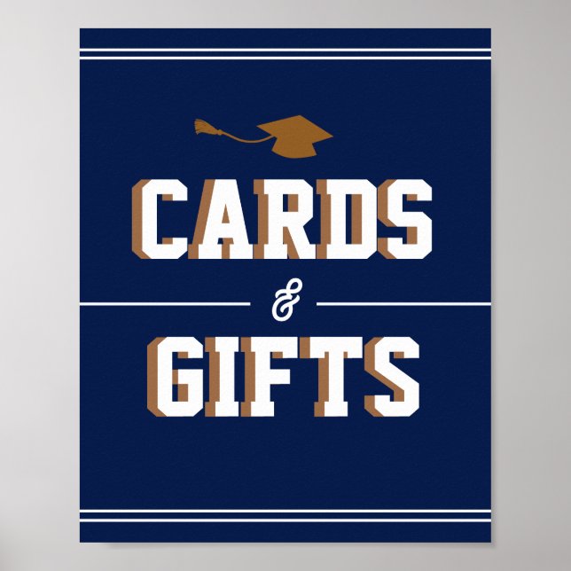 Poster Letterman Graduation NAVY Cards & Favors  (Frente)