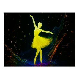 Pôster Leuchtende Ballerina in Farbiger Wassersymphonie